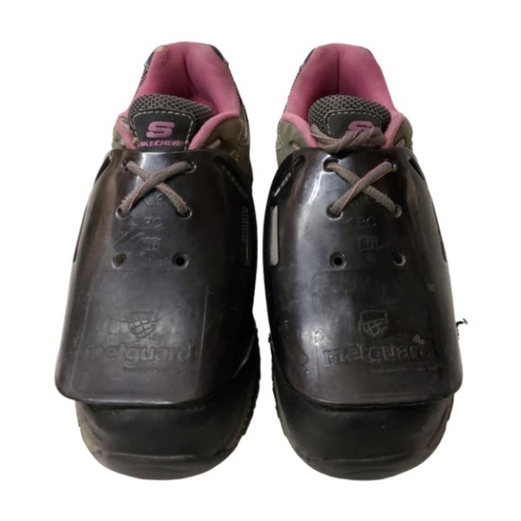 Skechers Women's 8 Gray Pink Memory Foam Steel Toe Work Shoes With Plate - Picture 1 of 12
